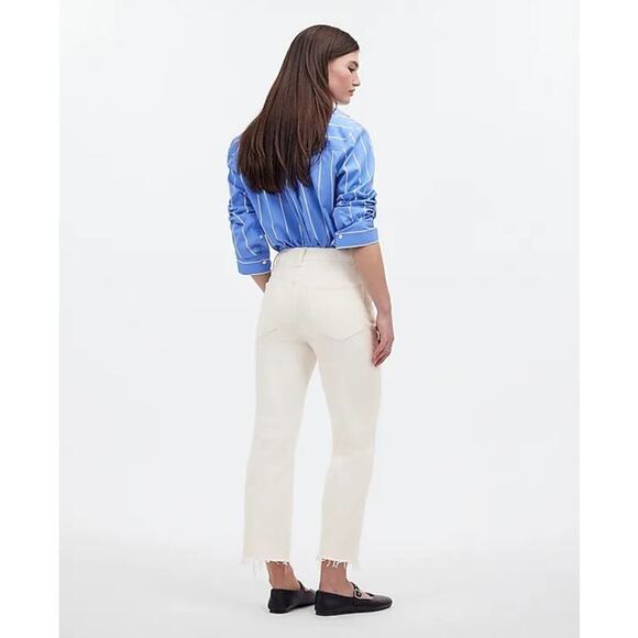 Madewell The '90s Straight Crop Jeans Raw Hem Cropped Denim Tile White NWT 33 - Picture 4 of 13